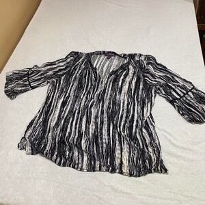 Gloria Vanderbilt Black & white striped pattern blouse women XXL. SKU280#stripes